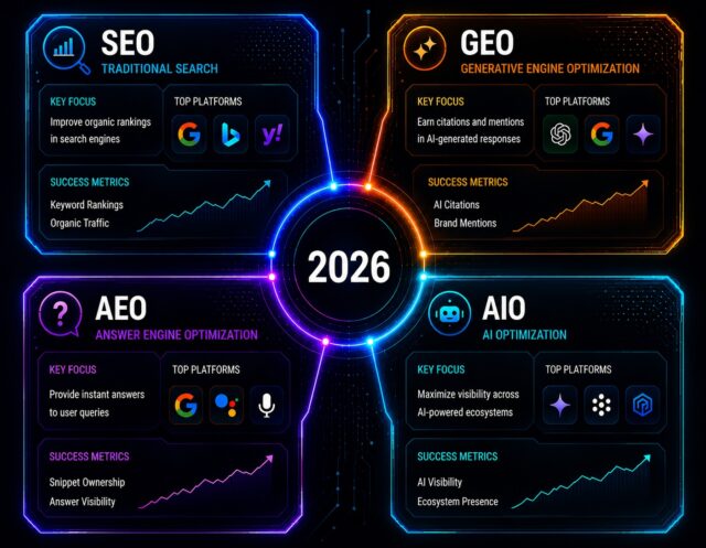 GEO vs SEO vs AEO vs AIO