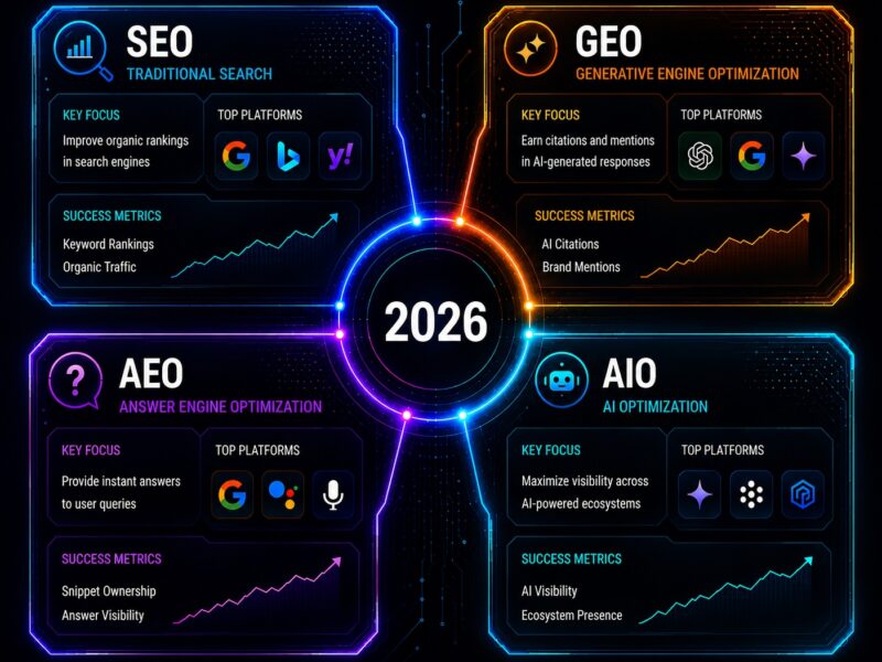 GEO vs SEO vs AEO vs AIO